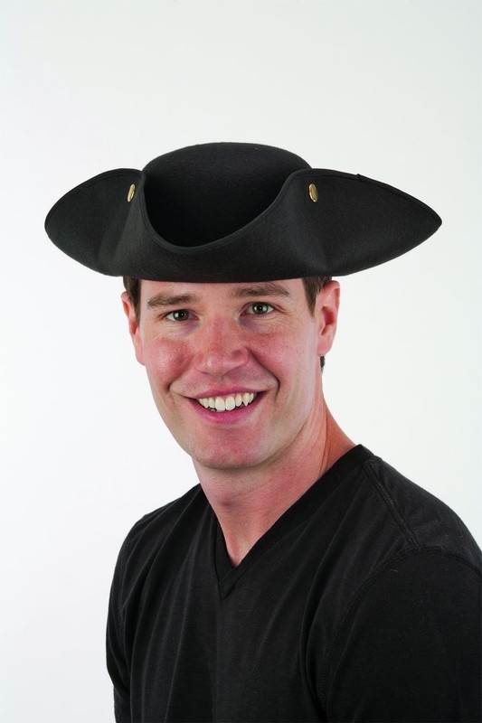 ADULT BLACK COLONIAL PIRATE TRICORNE 
